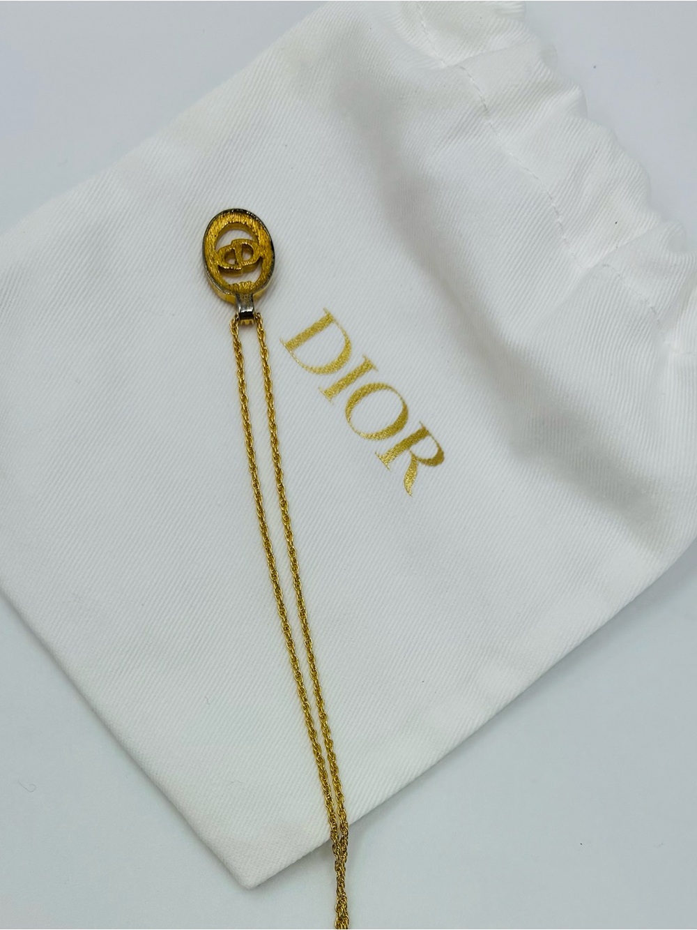 Christian Dior Gold-Tone Pendant Necklace with Chain - Picture 3 of 7